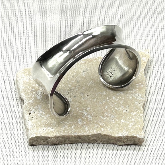 Taxco 925 Sterling Silver Concave Cuff Bracelet - Picture 1 of 16